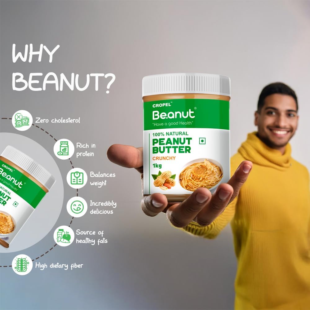 Natural Crunchy Peanut Butter (1kg) & Dryfruit Muesli (400gm) Combo