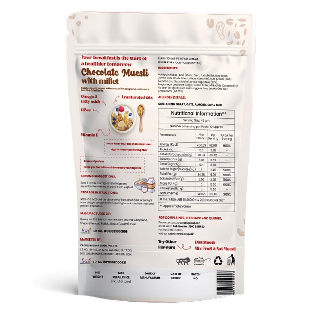Dark Chocolate Crunchy Peanut Butter (1kg) & Chocolate Muesli (400gm) Combo