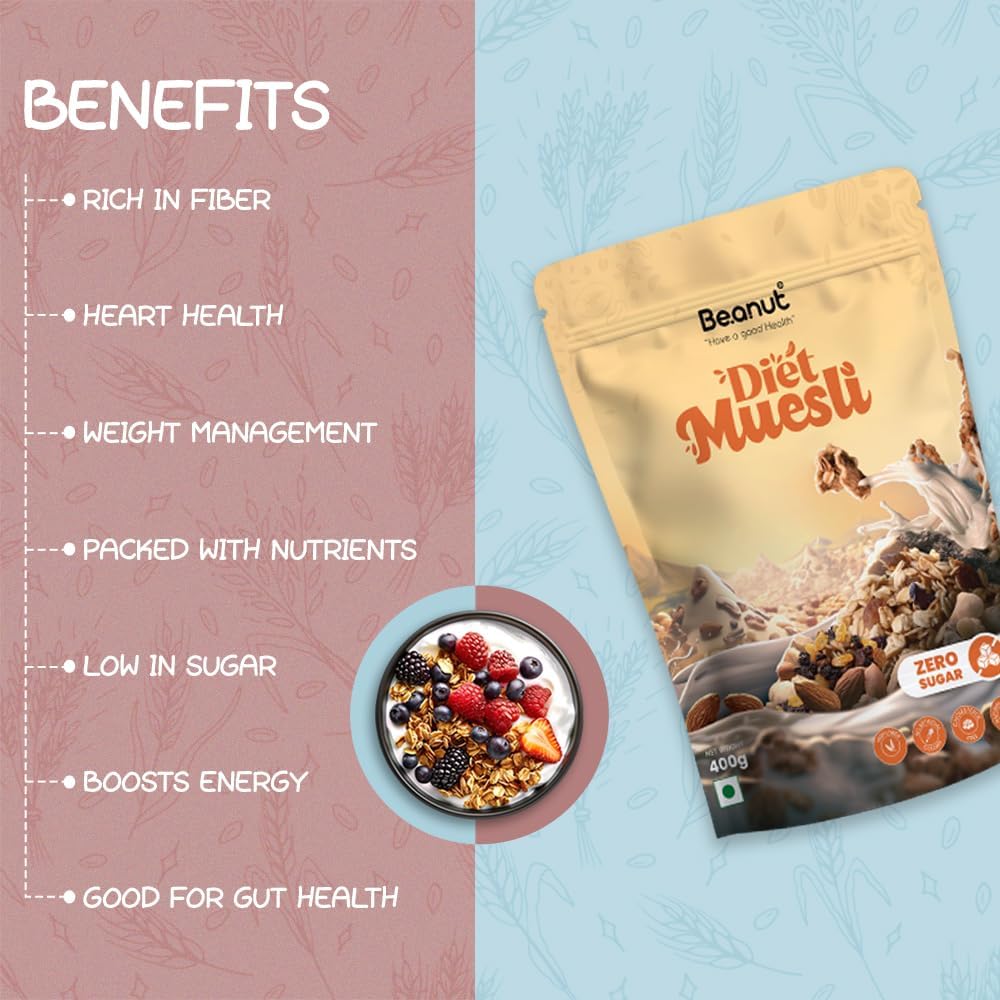 Regular Crunchy Peanut Butter (1kg) & Diet Muesli (400gm) Combo
