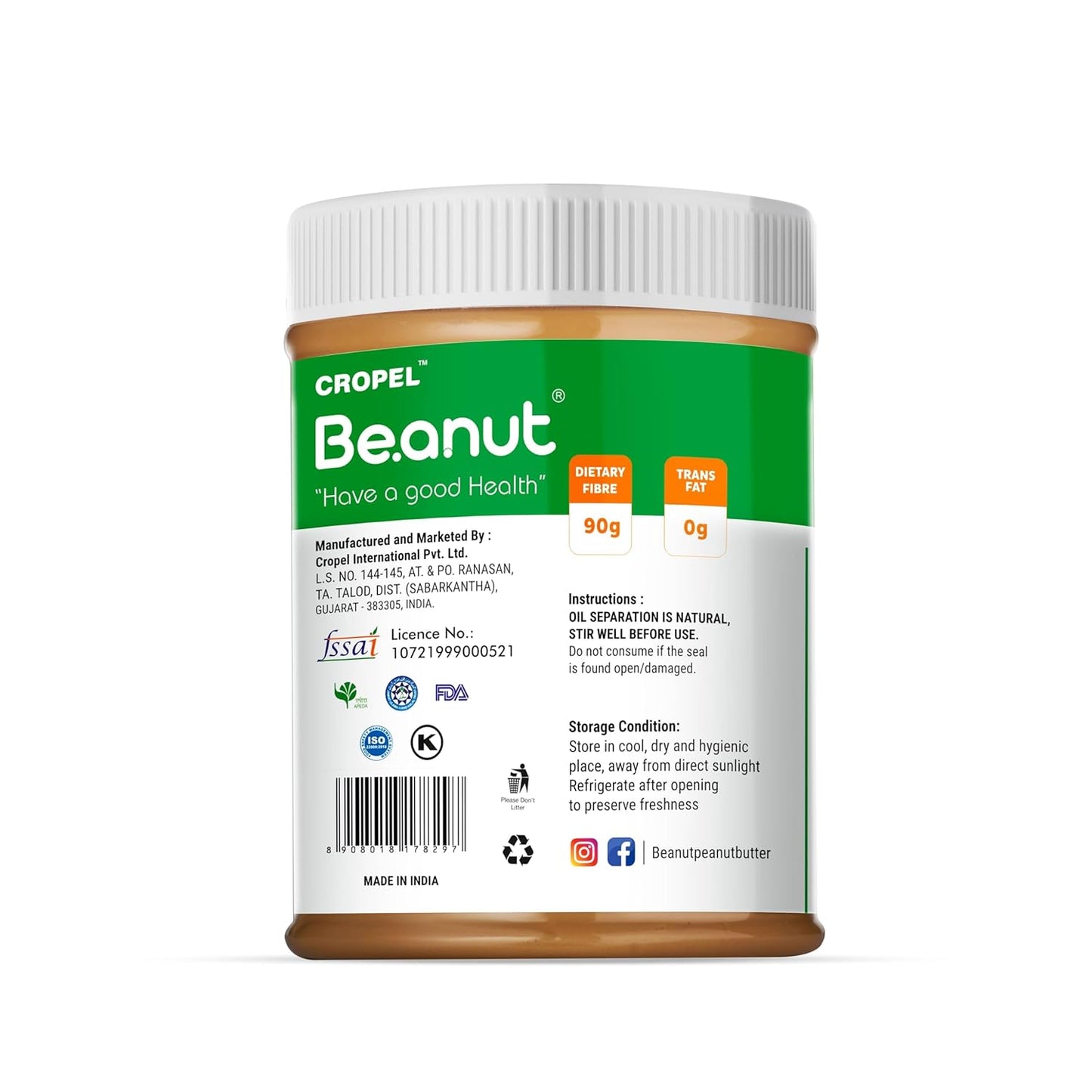 Natural Crunchy Peanut Butter (1kg) & Dryfruit Muesli (400gm) Combo