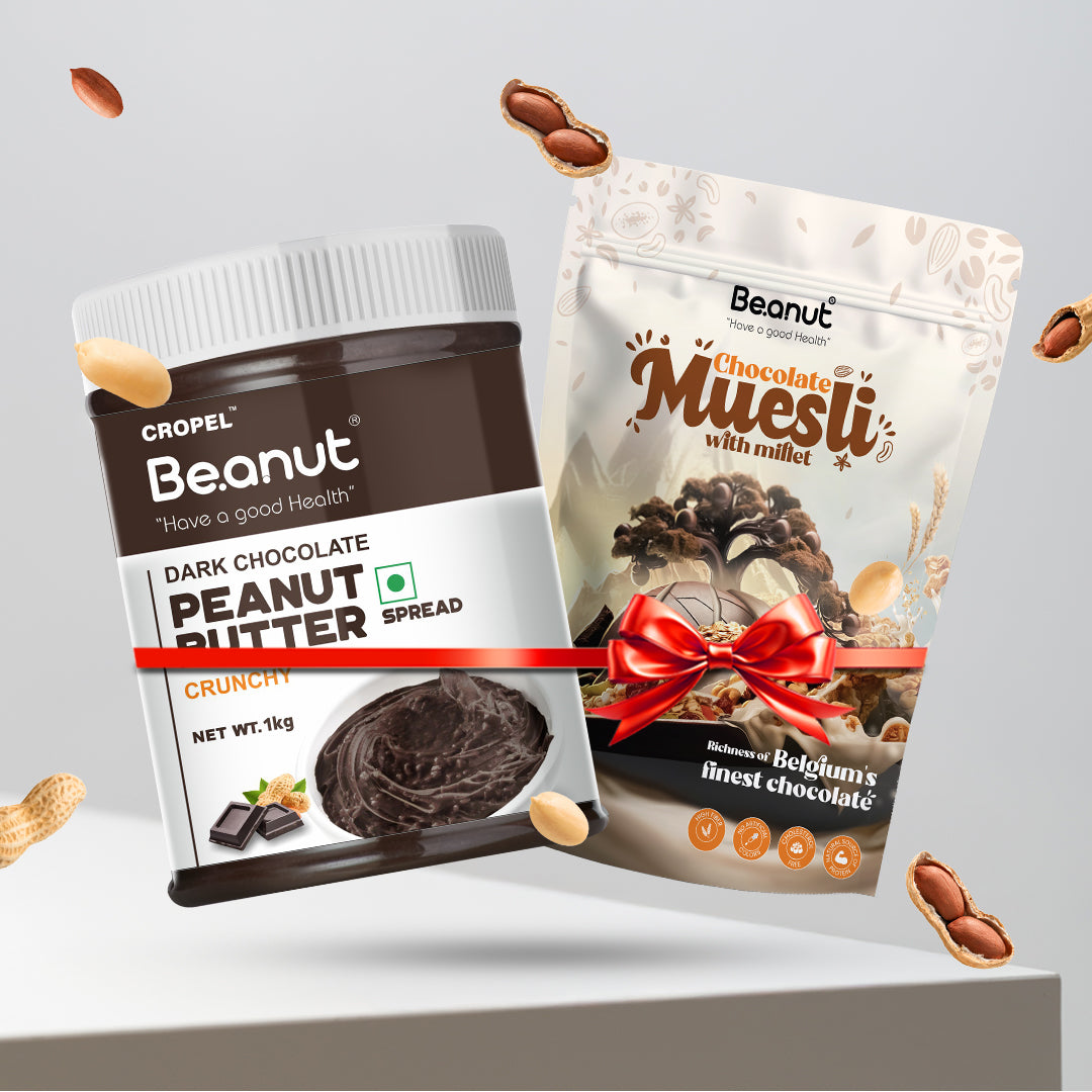 Dark Chocolate Crunchy Peanut Butter (1kg) & Chocolate Muesli (400gm) Combo