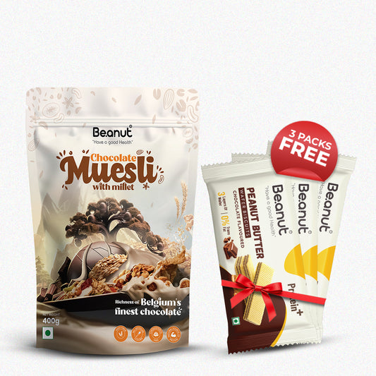 Beanut Chocolate Muesli with Millet 400g (Free 3 pack of waffers)