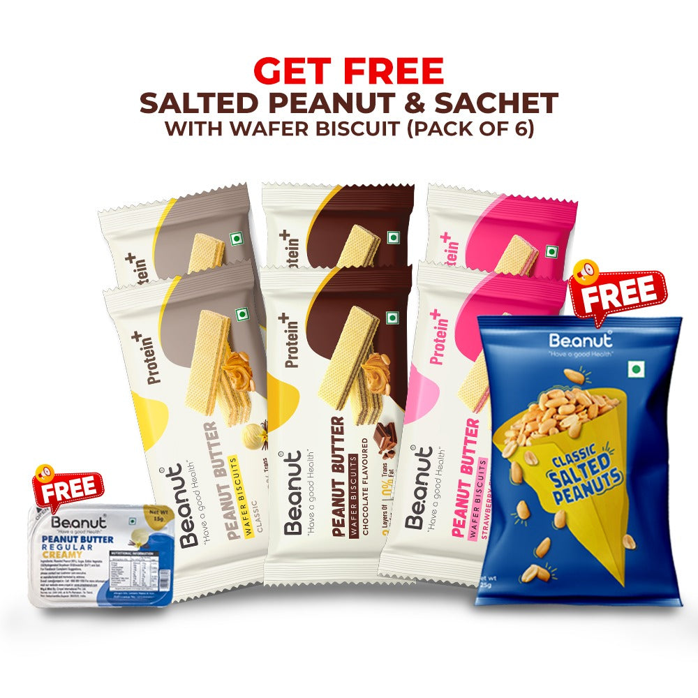 Beanut Peanut Wafer Biscuit | Crunchy & Delicious Combo Pack of Assorted Flavoured Waffer Biscuit | Classic, Chocolate & Strawberry