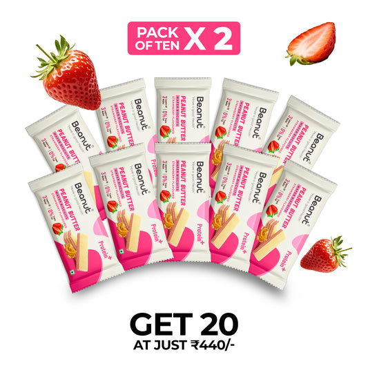Beanut Peanut Wafer Biscuit | Strawberry Flavour (Pack of 20)