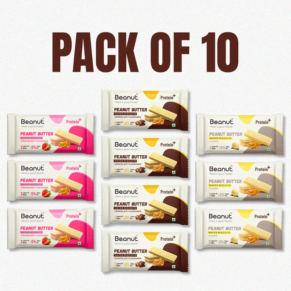 Beanut Peanut Wafer Biscuit | Crunchy & Delicious Combo Pack of Assorted Flavoured Waffer Biscuit | Classic, Chocolate & Strawberry