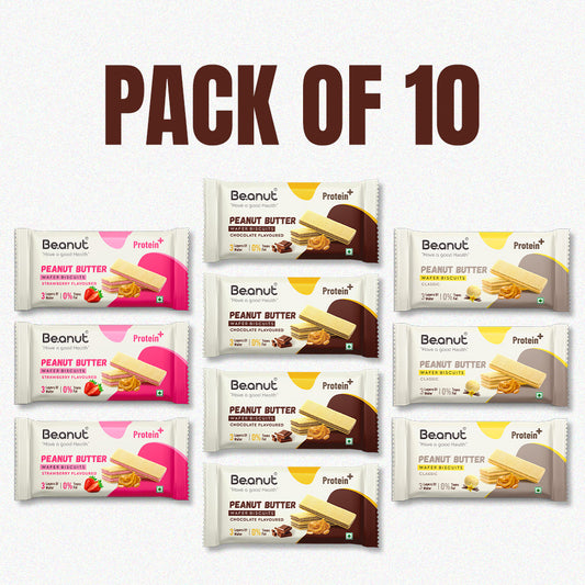 Beanut Peanut Wafer Biscuit | Crunchy & Delicious Combo Pack of Assorted Flavoured Waffer Biscuit | Classic, Chocolate & Strawberry